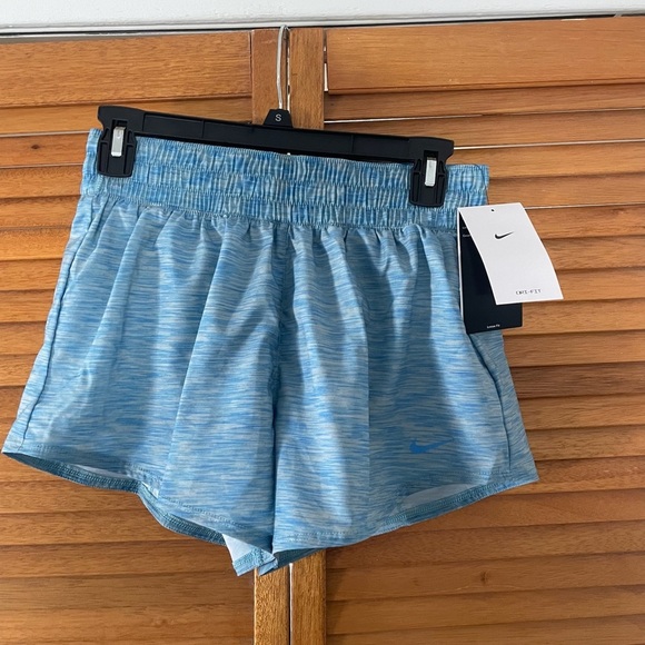Nike Women’s One Dri-Fit Mid-Rise 3” Brief Lined Blue SpaceDye Shorts Sz S NWT - Picture 1 of 8